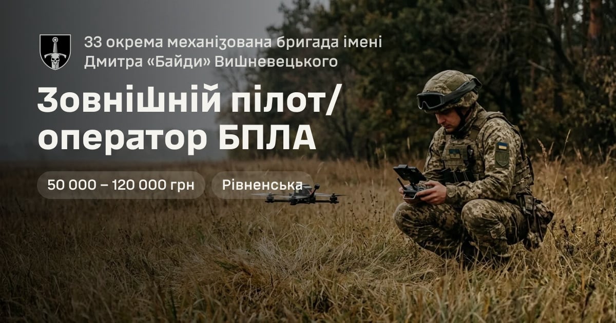 Зовнішній пілот/оператор БПЛА — 33 окрема механізована бригада імені Дмитра «Байди» Вишневецького